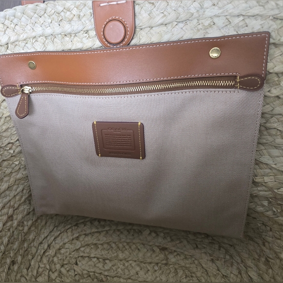 Coach Structured Straw Large Basket Tote Natural/Burnished Amber Cottagecore - Picture 9 of 15